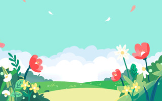 春天gif卡通动画ae源文件花朵可爱春天背景